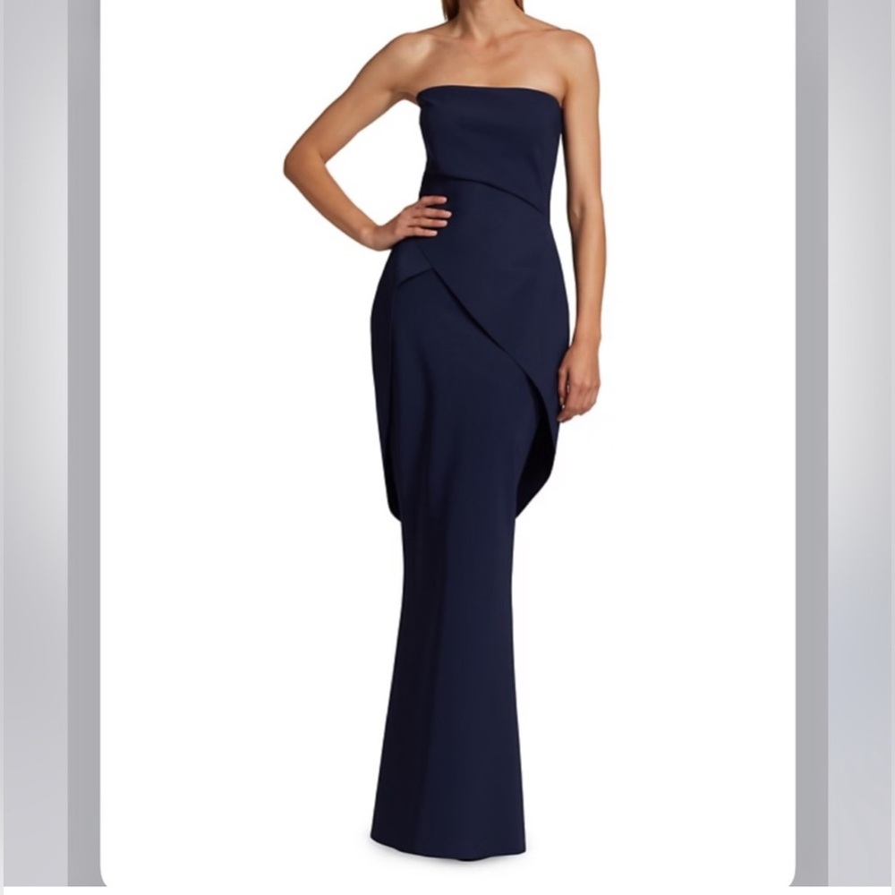 Chiara Boni Strapless Navy Dress
